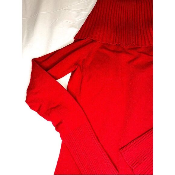 INC Sweater Dress | Red Cowl Neck Cozy Holiday Winter Dress - Picture 6 of 9
